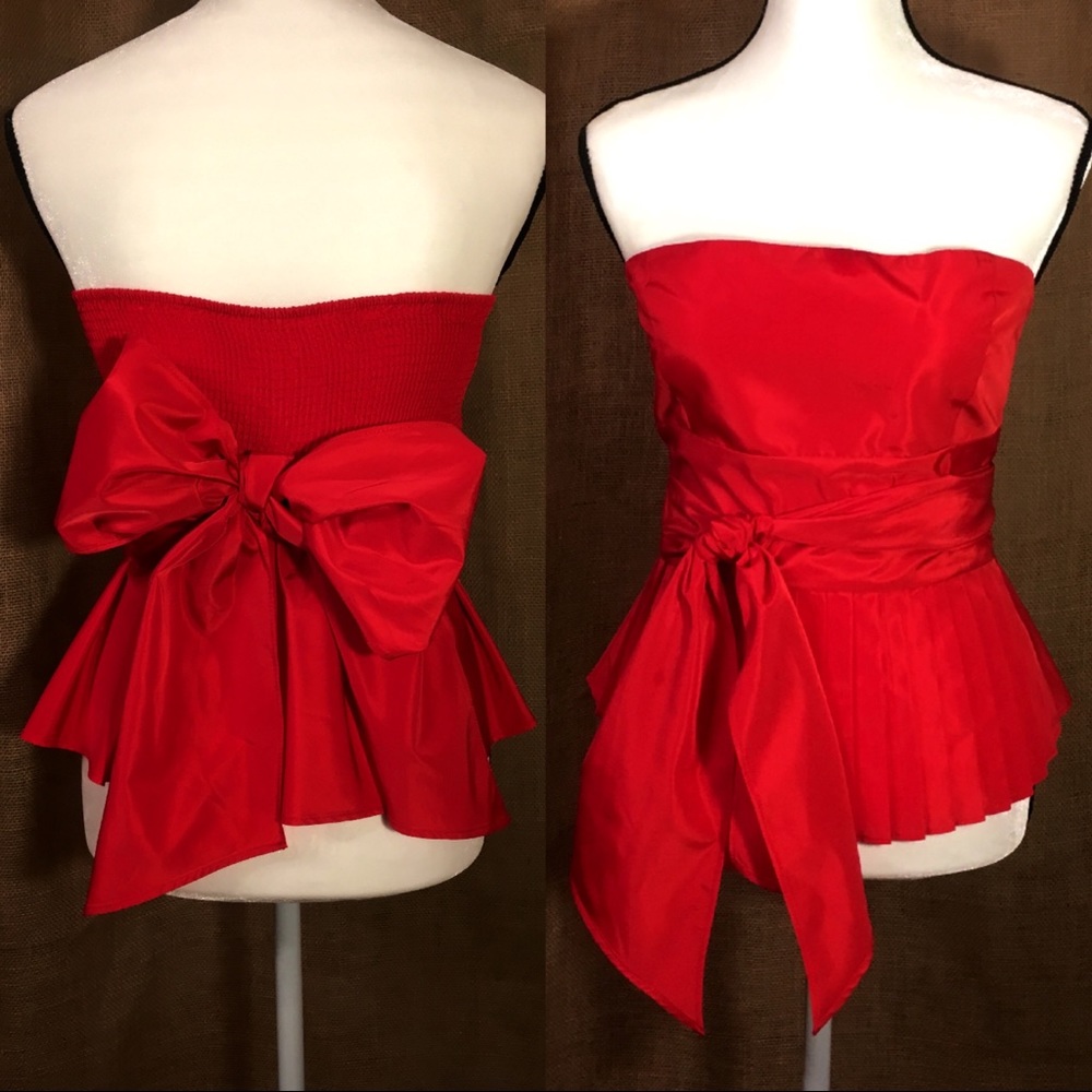 Red Strapless Top - Picture 2 of 8